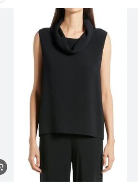 THE ROW Black Galya Sleeveless Cady Blouse
